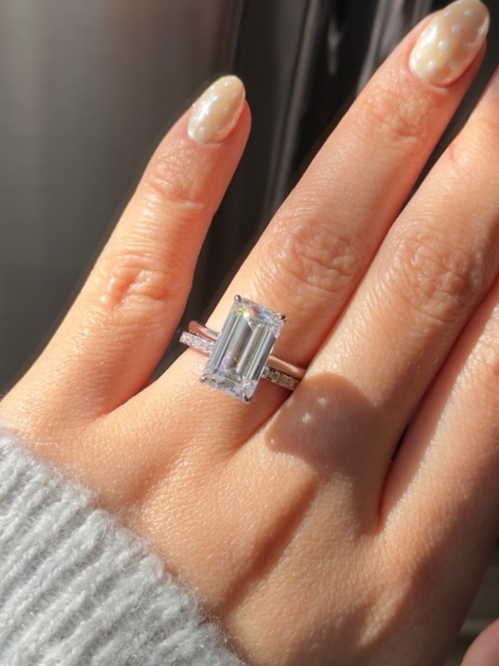 5ct Emerald Cut Elongated Moissanite D VVS1 Solitaire Engagement Ring Size 6